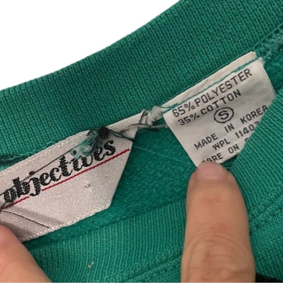 Vintage Abstract Graffiti Crewneck Sweatshirt Green Black Size S Made in Korea - Picture 5 of 6